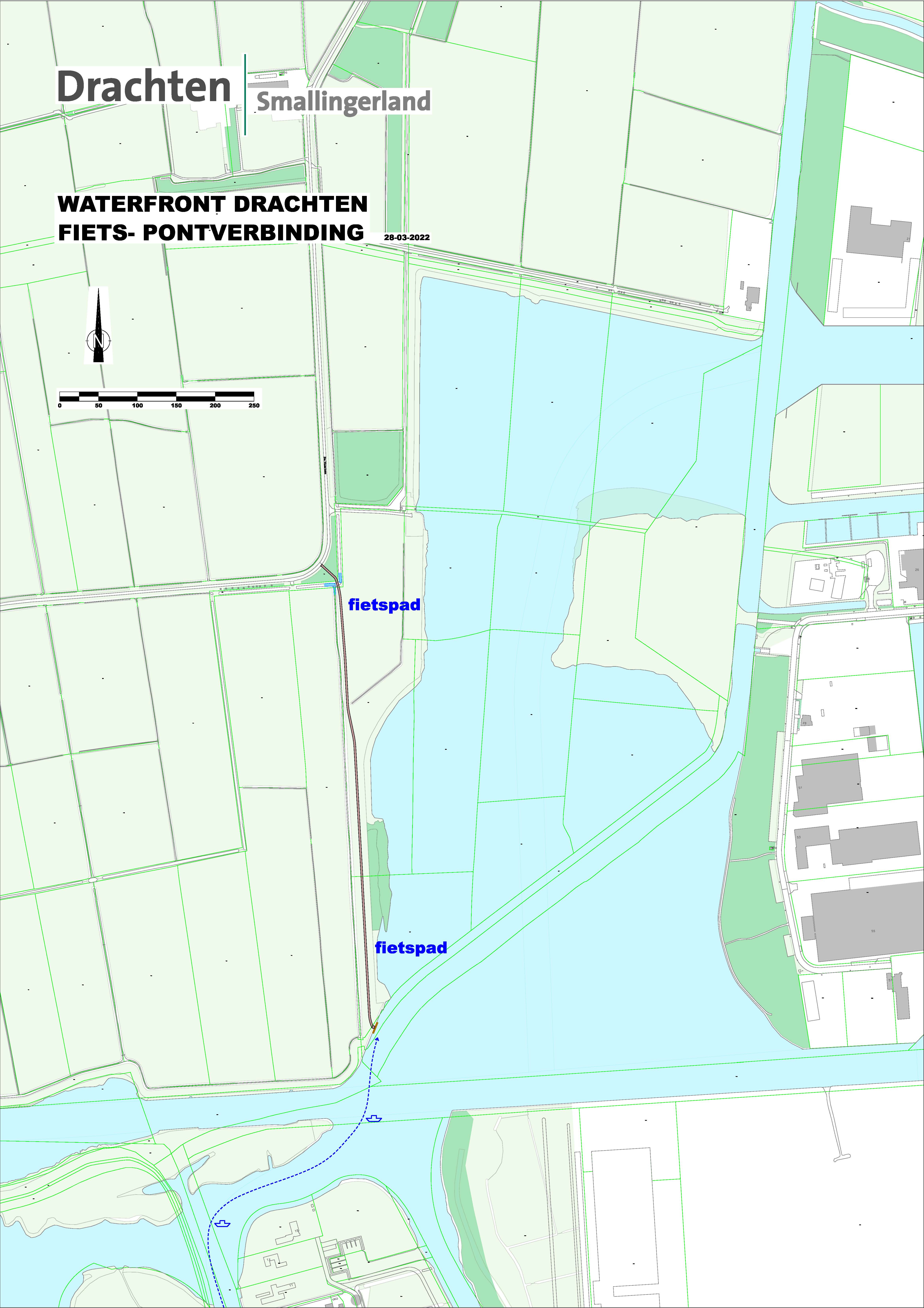 Kaart trace fietspont verbinding de Hoarnen