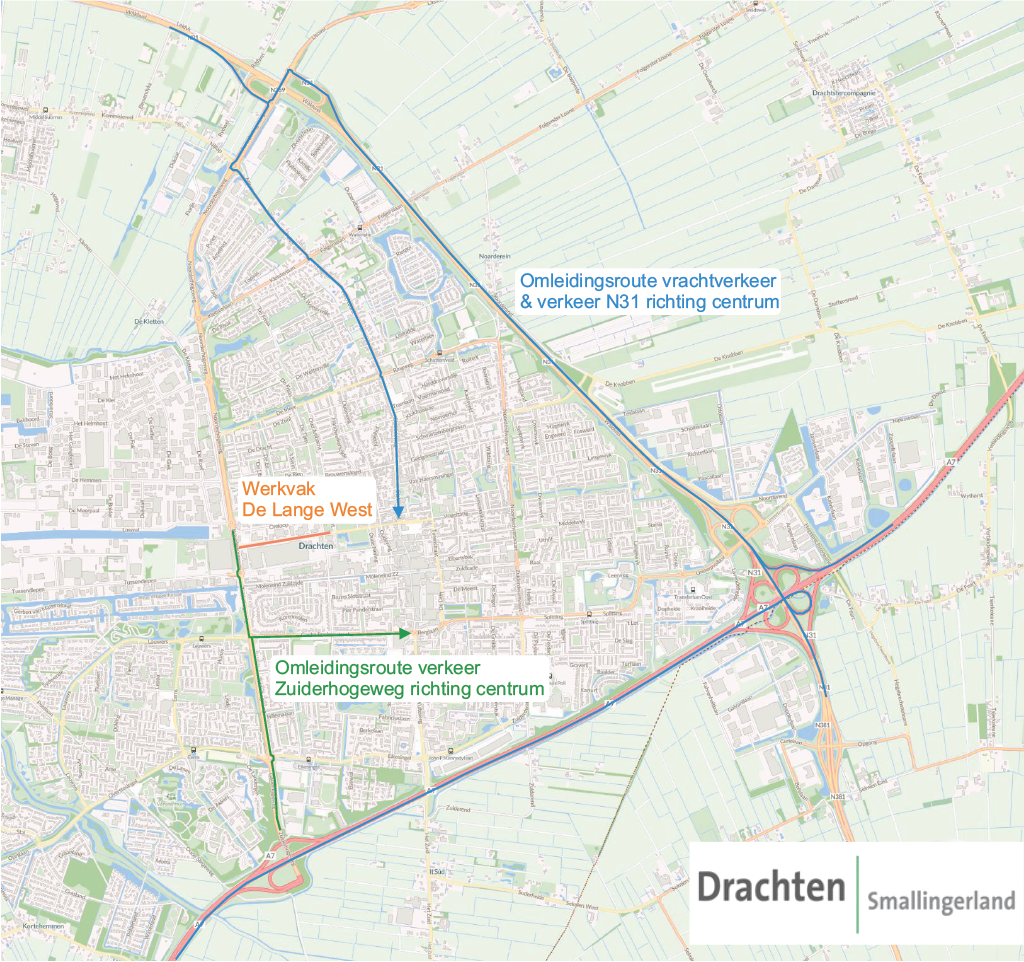 Omleidingsroutes Lange West