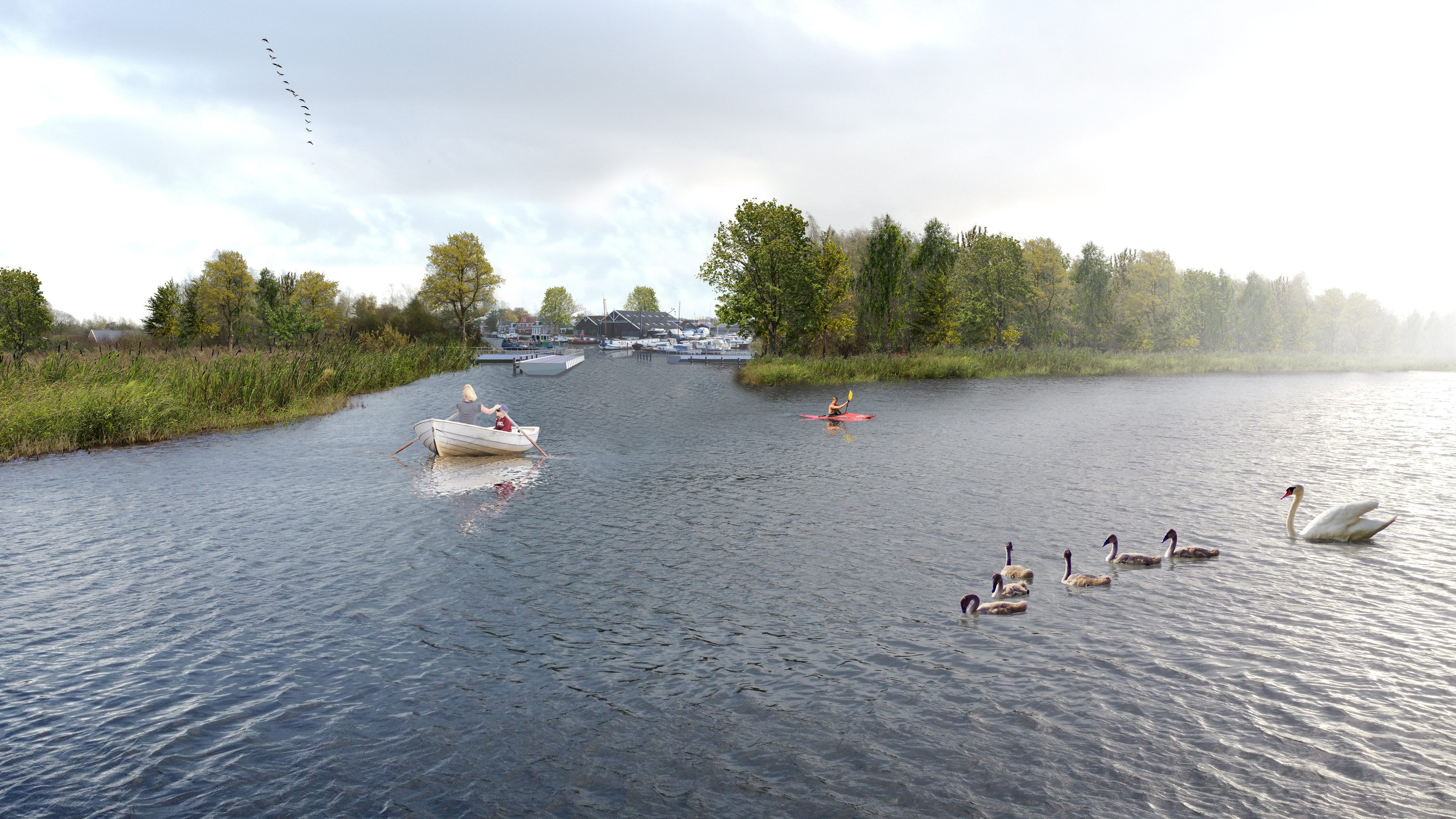 Schets van nieuwe situatie met draaibrug