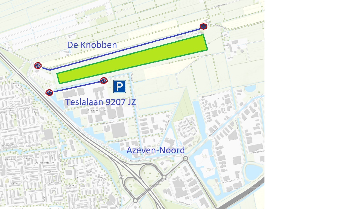 Kaartje spottersplek vliegveld Drachten